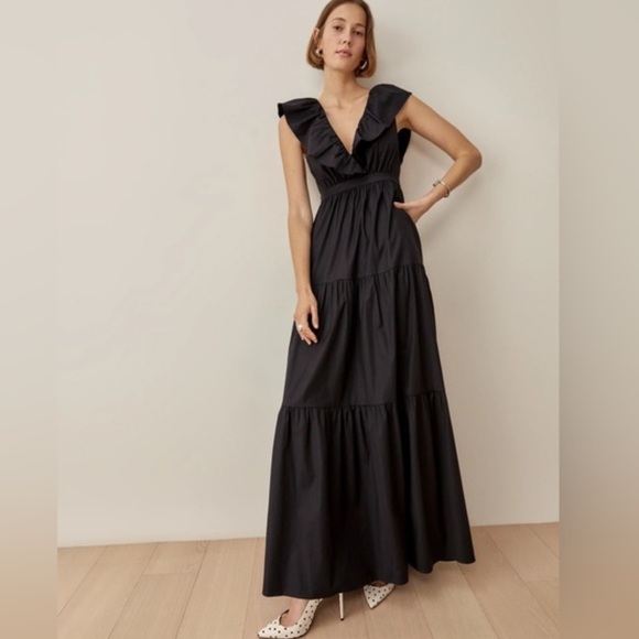 Reformation Black Maxi Fairfield Dress - Picture 2 of 7